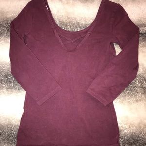 Purple crossed neckline long sleeve